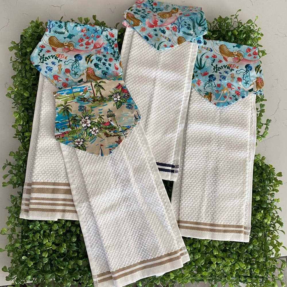 Hand made “summer” towel with snap closure